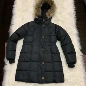 Gap Kids | puffer coat parka faux fur hood black